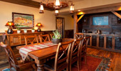 Dining table and 8 chairs.
