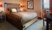 A bedroom with a whimsical take on rustic.