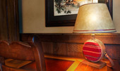 Desk lamp with a canteen base.