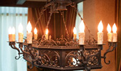 A delicately detailed chandelier.