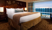 King beds and large picture windows that frame the view.
