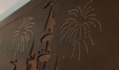 The Castle carving and fiber optics create a nighttime sky filled with stars and fireworks.