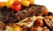 Close up on roasted venison loin