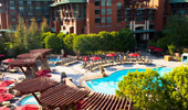 Wide shot from above the Mariposa Pool