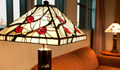 Arts and Crafts-style table and lamp